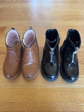 Toddler Zip Ankle Boots - Brown and Black